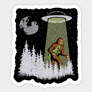 Funny Bigfoot And Alien Eating Tacos! Sasquatch Ufo Sticker